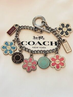 RARE Vintage Coach Y2K Flower Charm Bracelet